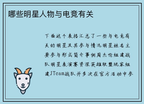 哪些明星人物与电竞有关